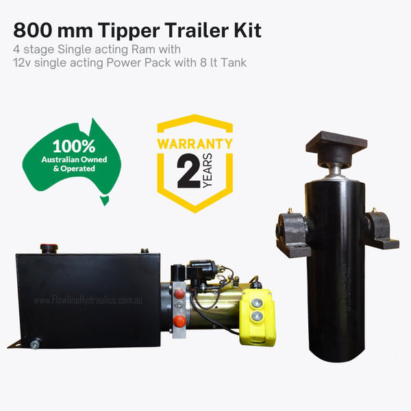 800 mm Tipper Trailer Kit - 4  Stage cylinder with Power Pack