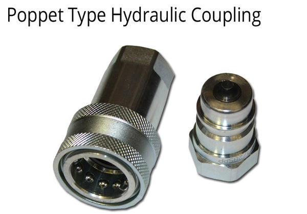 Hydraulic Coupling 1/2" BSPP Threads Poppet Type- 2 Sets